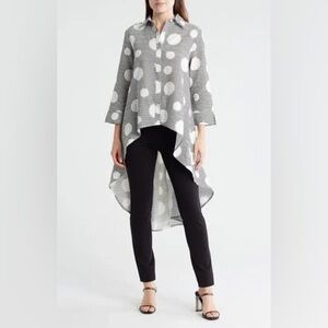Patrizia Luca White and Black Polka Dot Blouse
